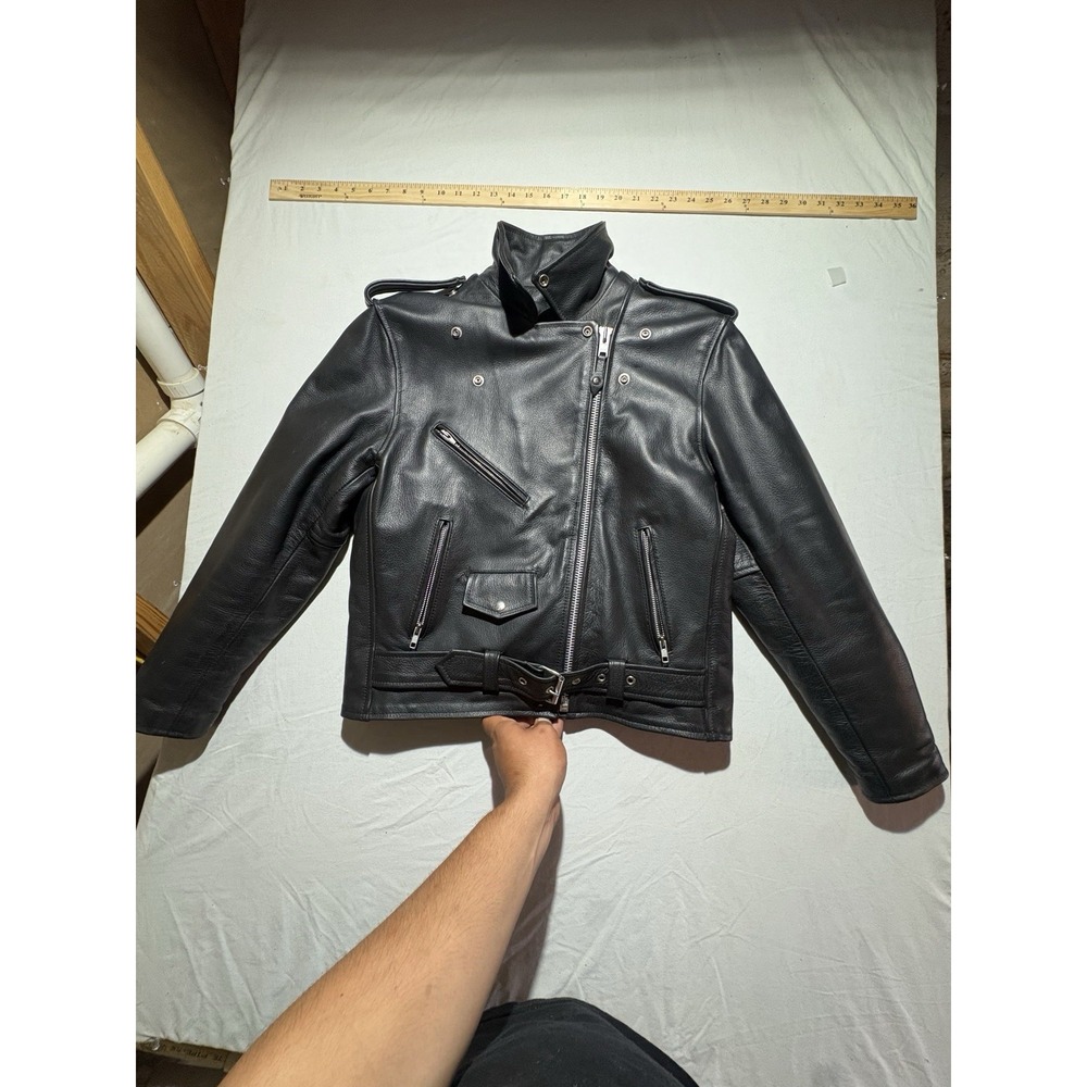 Raider Genuine Leather Motorcycle Jacket Womens 10 Black Biker Belted YKK